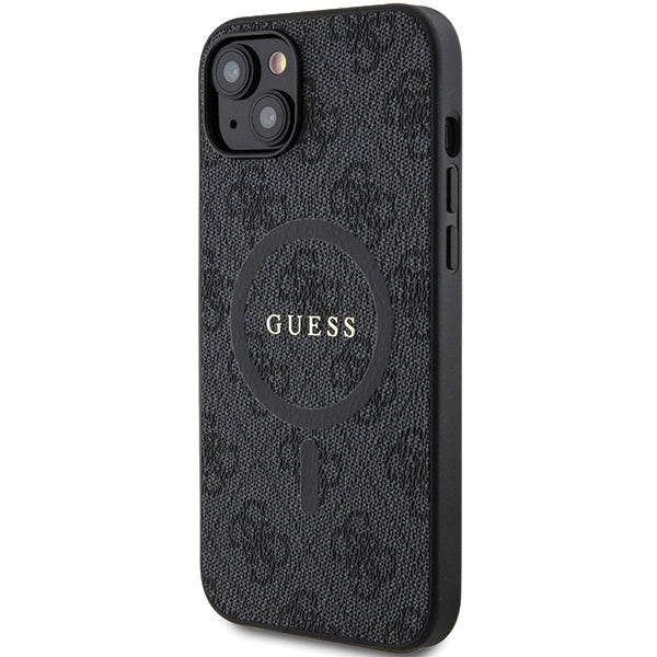Guess 4G Collection Leather Metal Logo MagSafe Case for iPhone 14/15/13 - Black_1