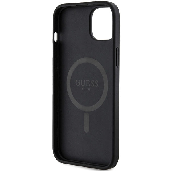 Guess 4G Collection Leather Metal Logo MagSafe Case for iPhone 14/15/13 - Black_6