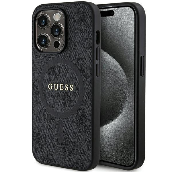 Guess 4G Collection Leather Metal Logo MagSafe Case for iPhone 14 Pro Max - Black_0