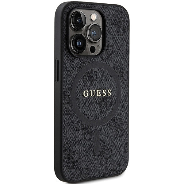 Guess 4G Collection Leather Metal Logo MagSafe Case for iPhone 14 Pro Max - Black_3