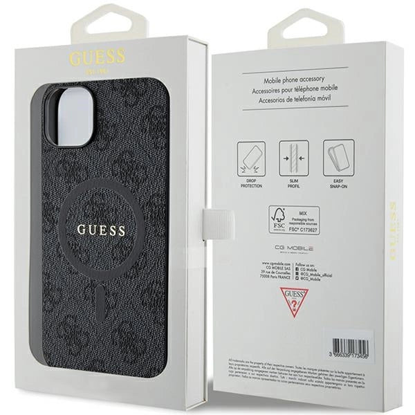 Guess 4G Collection Leather Metal Logo MagSafe Case for iPhone 15/14/13 - Black_7