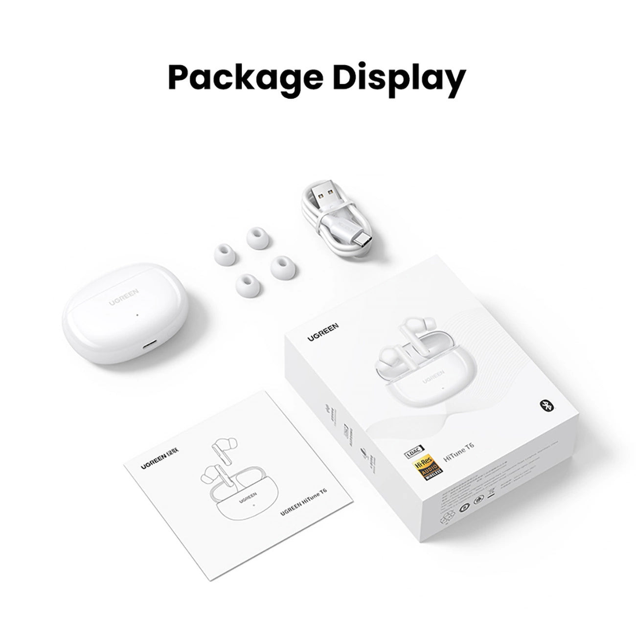 Ugreen HiTune T6 wireless headphones with ANC function + USB-A - USB-C cable - white_2