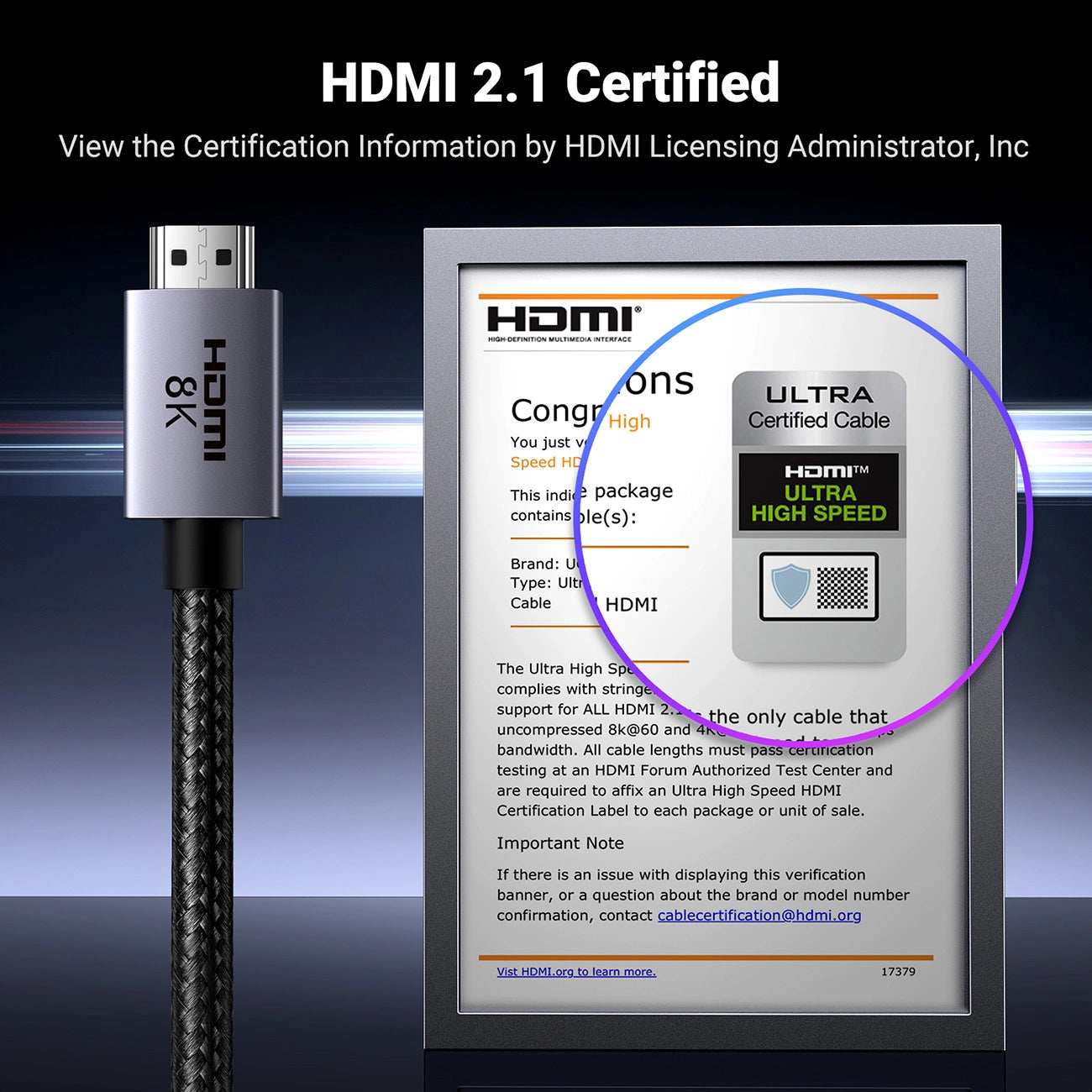 Ugreen HD171 25911 cable with HDMI 2.1 8K connectors certified 3 m - gray_4
