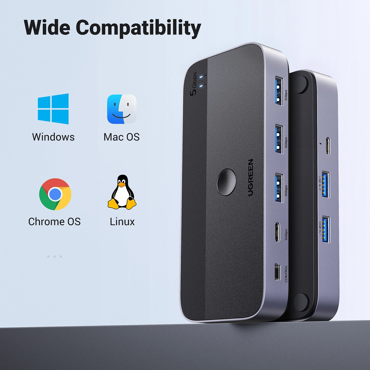 Ugreen CM662 USB 3.0 switch 2-in-4 switch + 2x USB-A cable - black_4