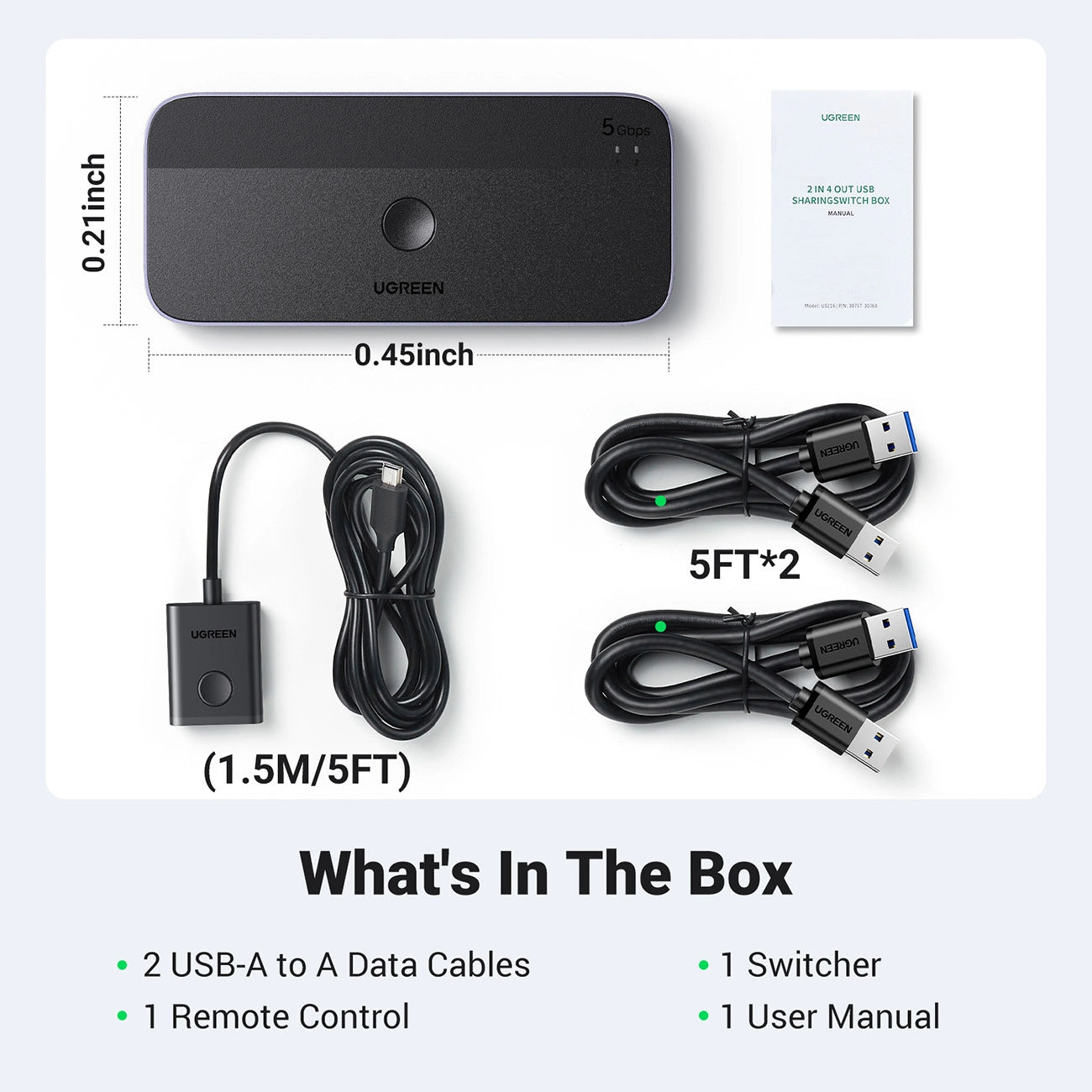 Ugreen CM662 USB 3.0 switch 2-in-4 switch + 2x USB-A cable - black_5