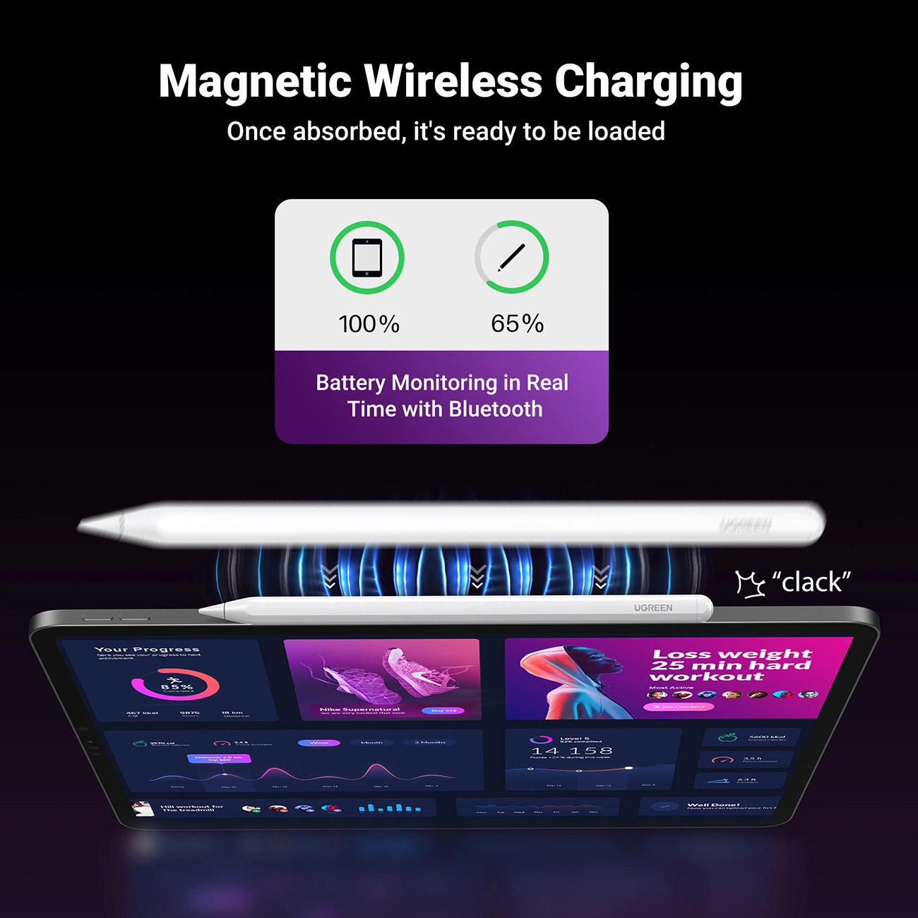Ugreen LP653 stylus with wireless charging for iPad tablets - white_1