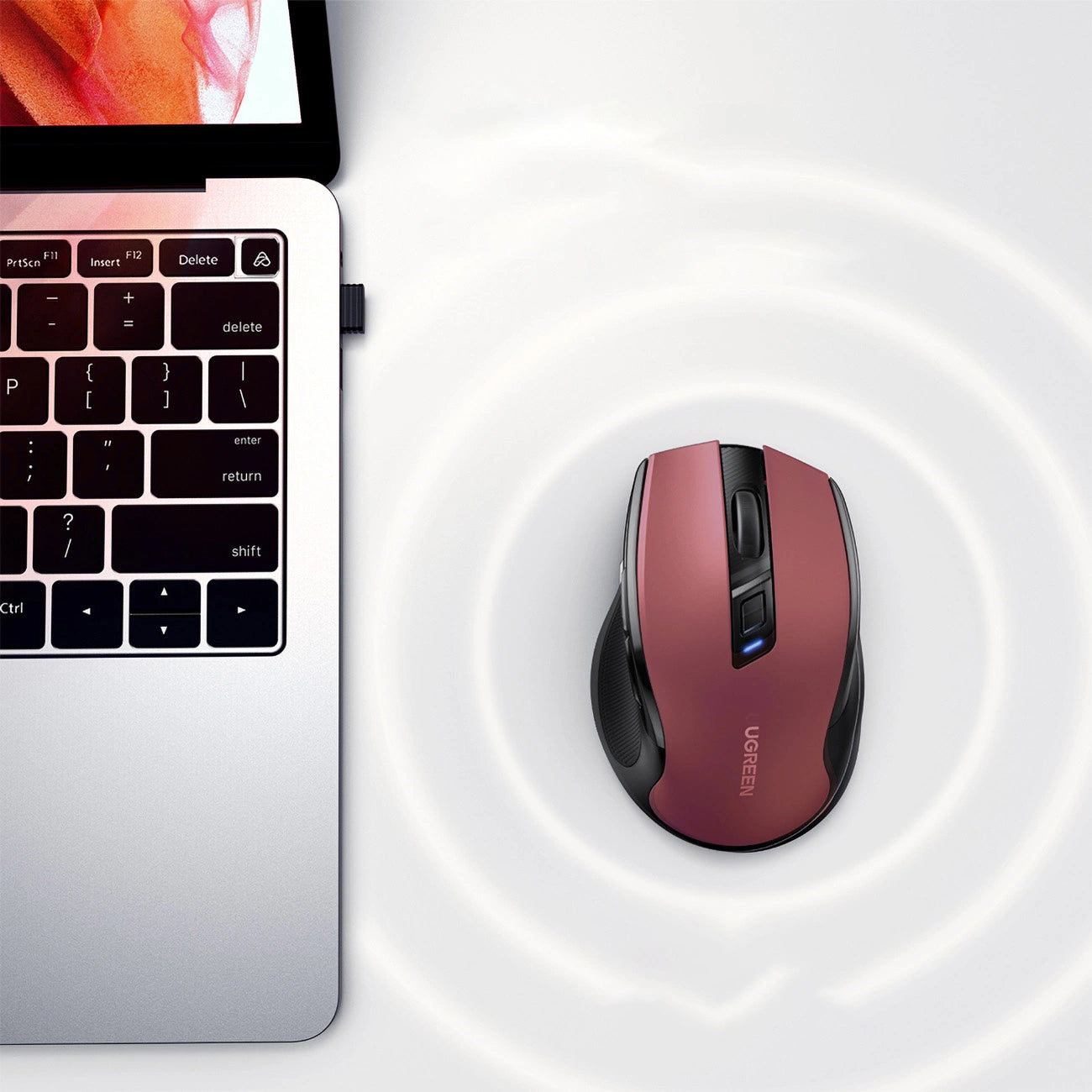 Ugreen MU006 wireless optical mouse USB 2.4GHz / Bluetooth 5.0 4000 DPI - red_5