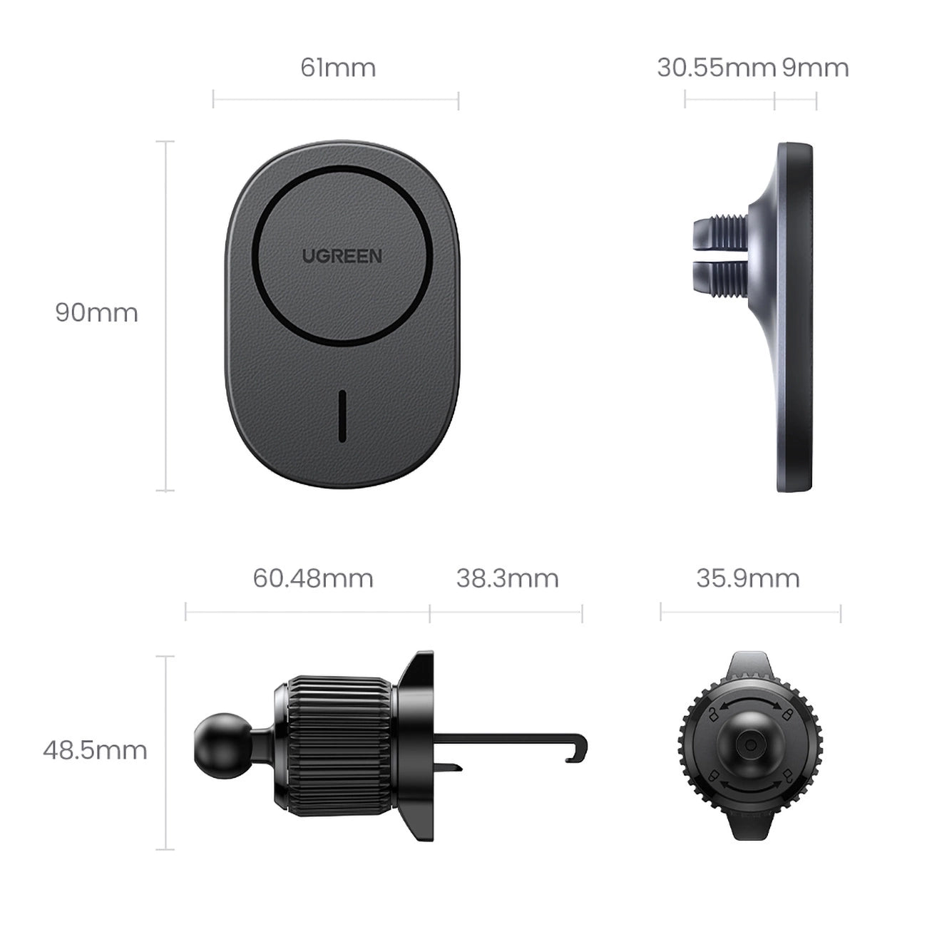 Ugreen CD345 magnetic car holder for air vent - black_1