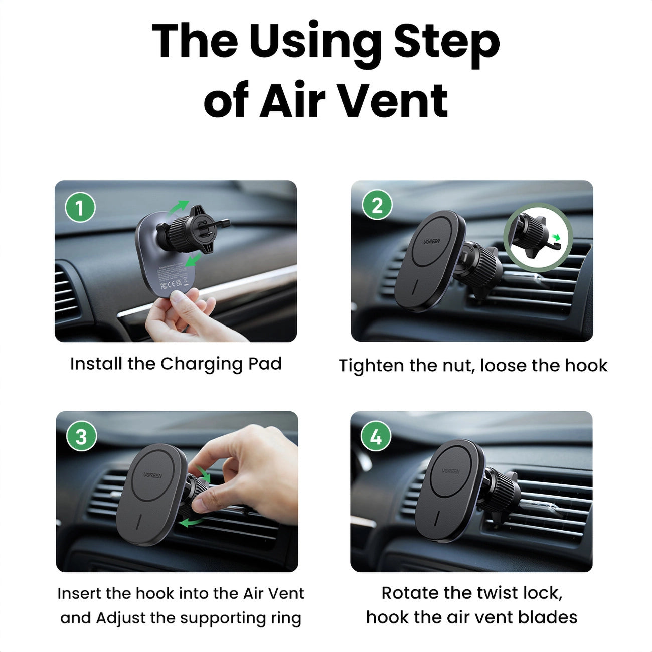 Ugreen CD345 magnetic car holder for air vent - black_3
