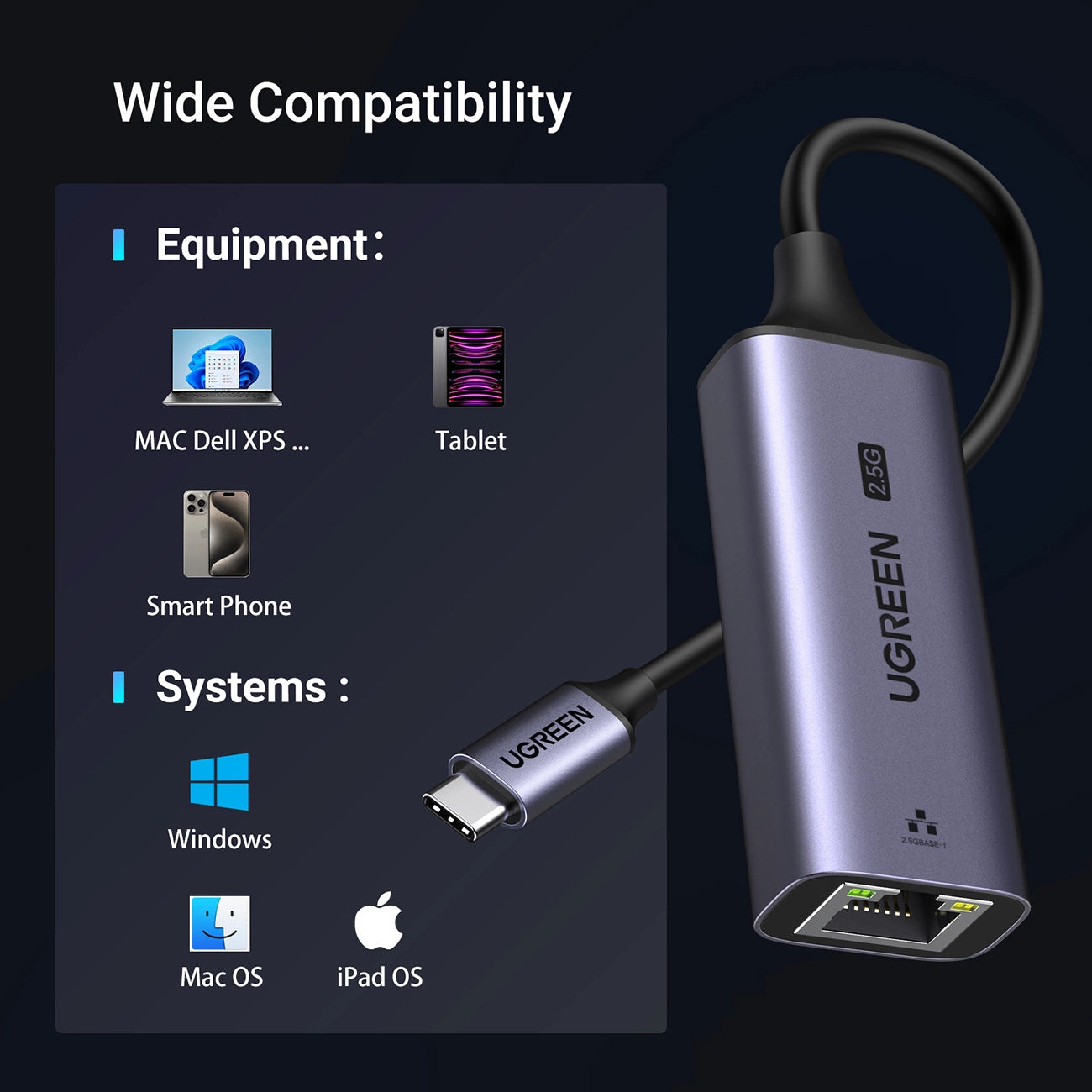 Ugreen CM648 USB-C to RJ45 Ethernet 2.5G adapter - gray_9