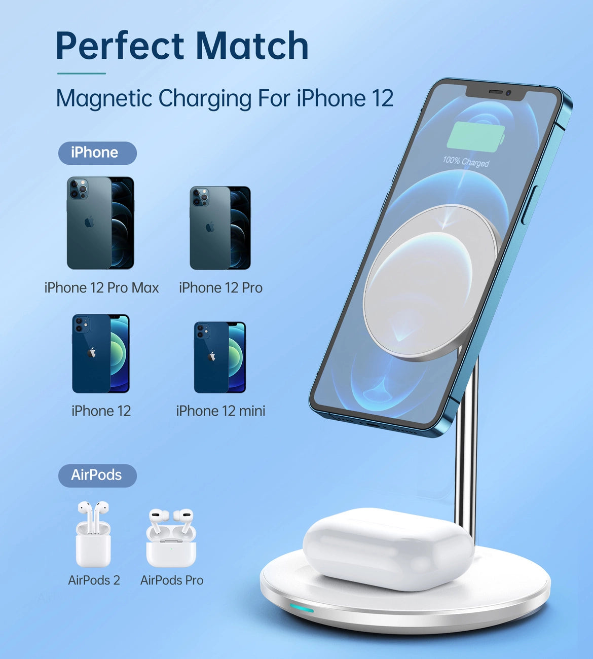 Wireless charger Choetech T581-F with stand (white)_2