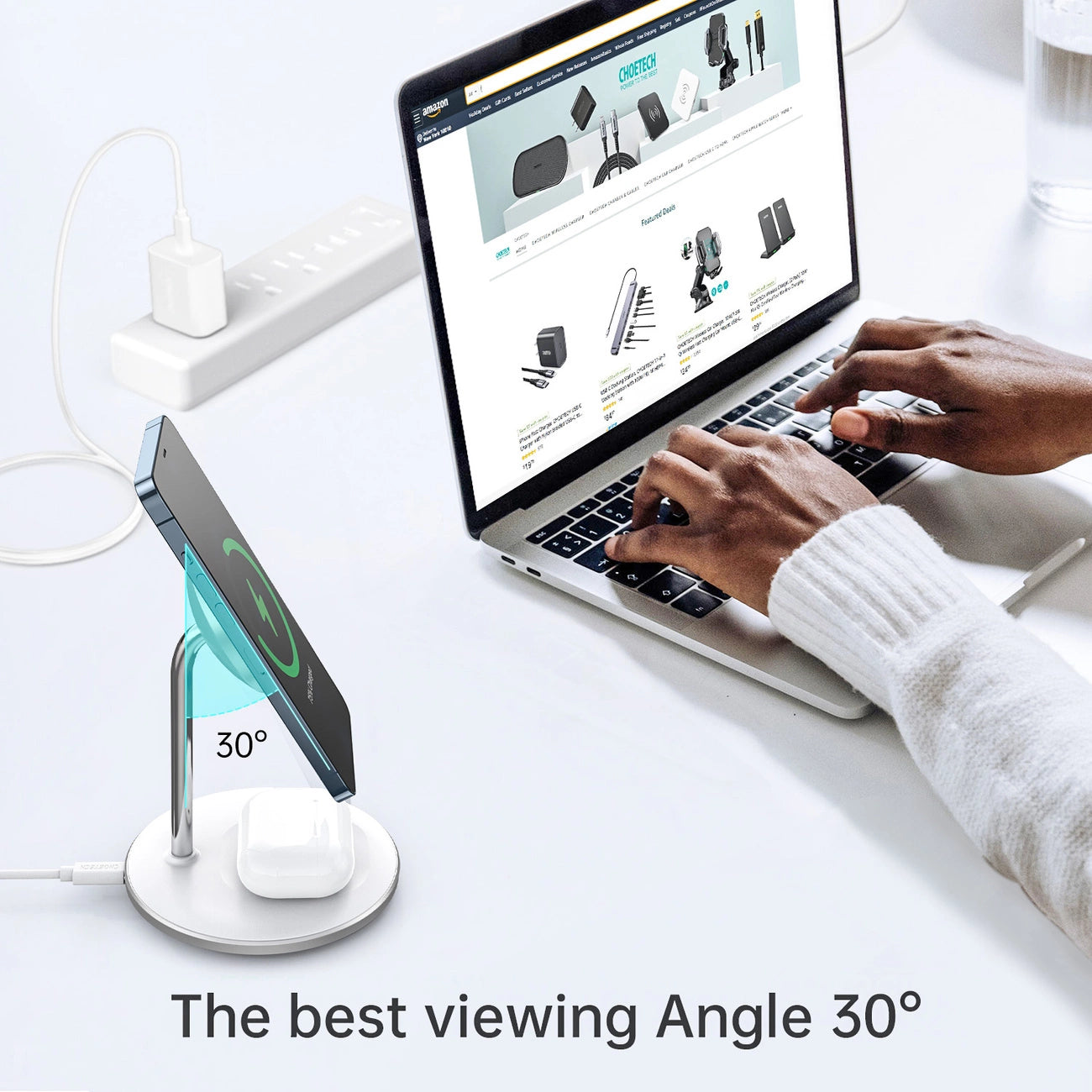 Wireless charger Choetech T581-F with stand (white)_3
