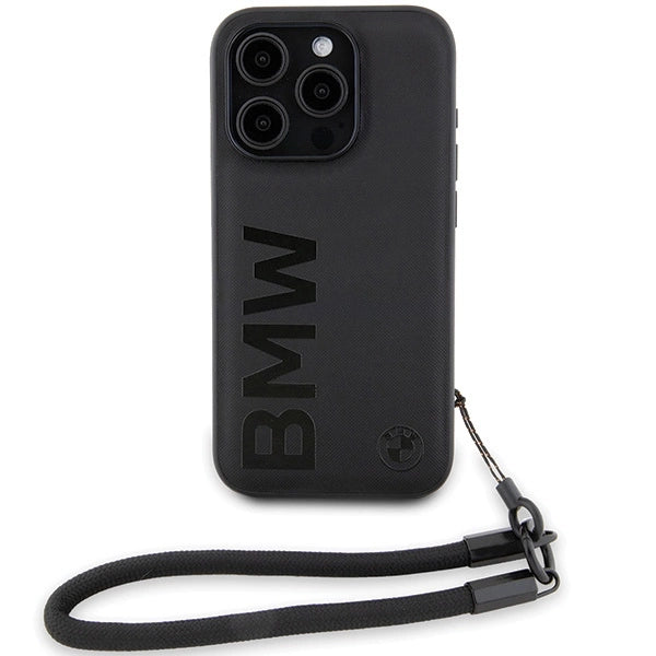 BMW Signature Leather Wordmark Cord case for iPhone 15 Pro - black_1