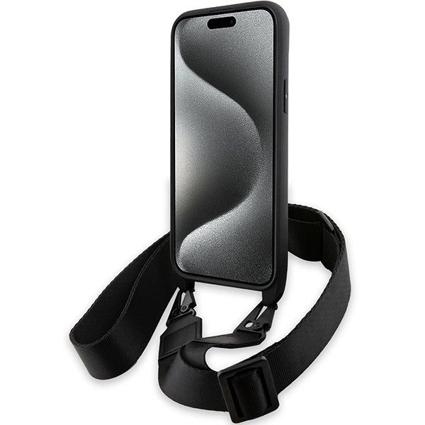 BMW M Edition Carbon Tricolor Lines & Strap case for iPhone 15 Plus / 14 Plus - black_3