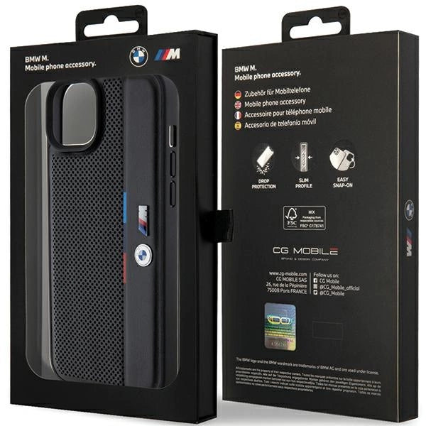 BMW Perforated Tricolor Line case for iPhone 15 Plus / 14 Plus - black_7