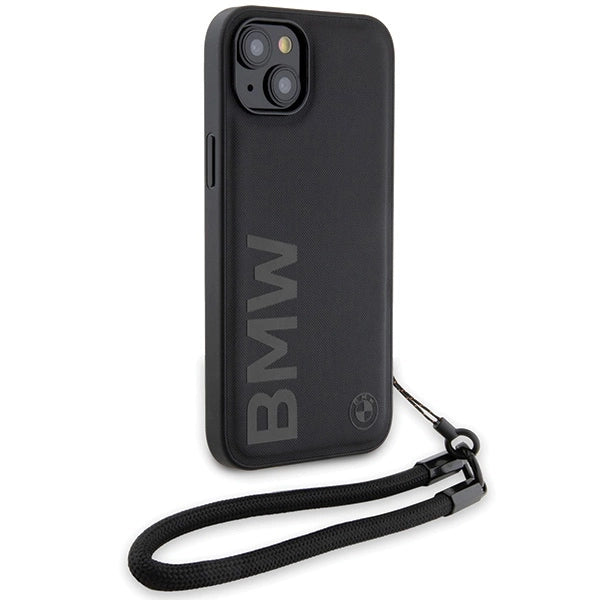 BMW Signature Leather Wordmark Cord case for iPhone 15 Plus / 14 Plus - black_2