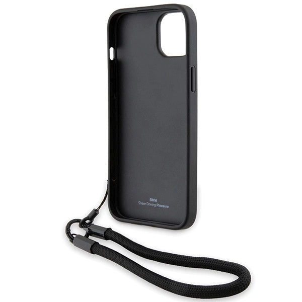 BMW Signature Leather Wordmark Cord case for iPhone 15 Plus / 14 Plus - black_5