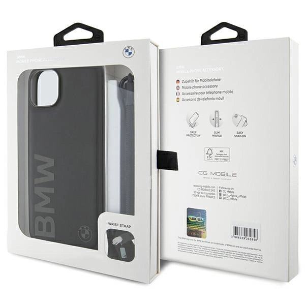 BMW Signature Leather Wordmark Cord case for iPhone 15 Plus / 14 Plus - black_6