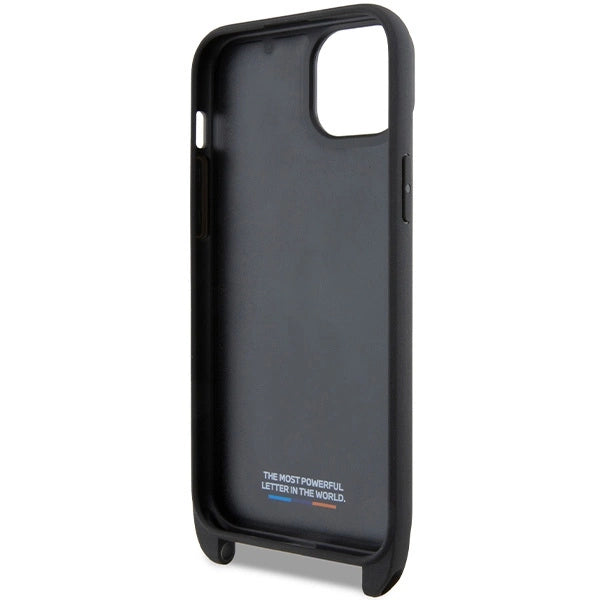 BMW M Edition Carbon Tricolor Lines & Strap case for iPhone 15 / 14 / 13 - black_5