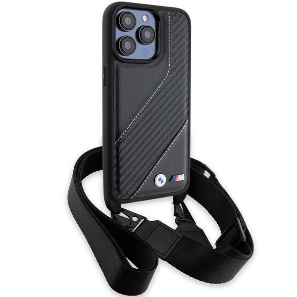 BMW M Edition Carbon Stripe & Strap case for iPhone 15 Pro Max - black_2