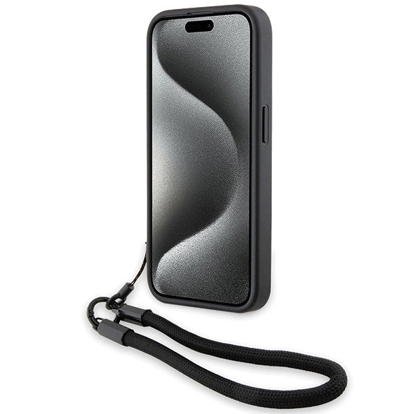 BMW Signature Leather Wordmark Cord case for iPhone 15 Pro Max - black_3