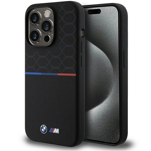 BMW M Silicone Pattern MagSafe case for iPhone 15 Pro - black_0