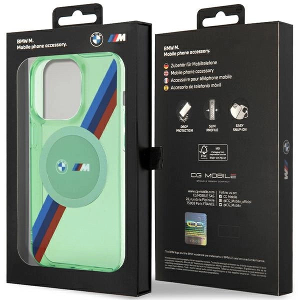 BMW M Tricolor Stripes MagSafe case for iPhone 15 Pro - green_7