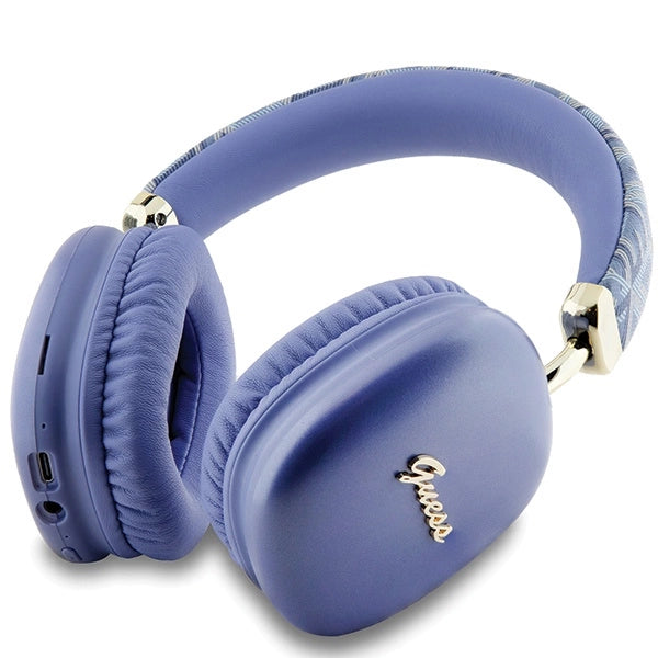 Guess GCube Metallic Script Logo Headphones - Purple_1