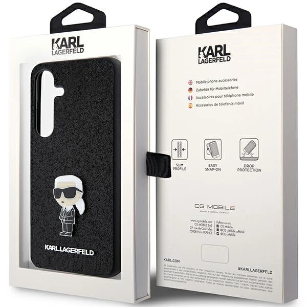 Karl Lagerfeld Fixed Glitter Ikonik Logo Metal Pin case for Samsung Galaxy S24 - black_7