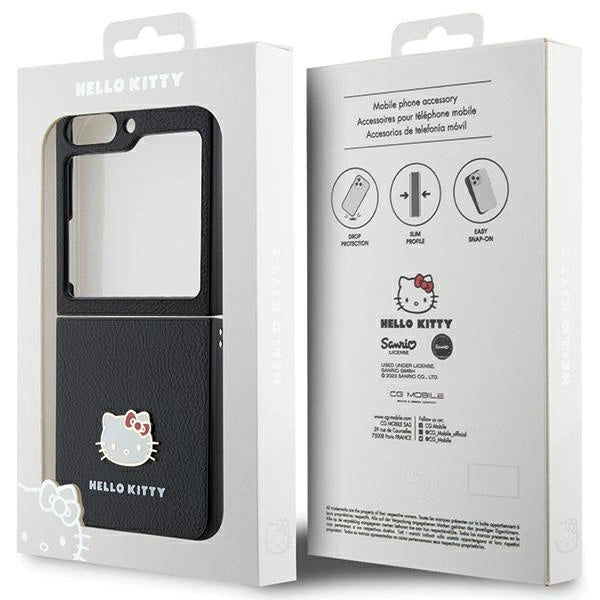 Hello Kitty Metal Logo Kitty Head case for Samsung Galaxy Z Flip 5 - black_7