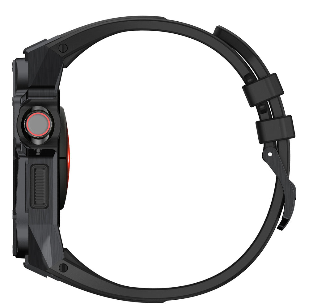 Kingxbar CYF140 2in1 armored case for Apple Watch 9, 8, 7 (45 mm) made of stainless steel with a strap, black - OUTLET_9