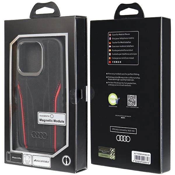Audi Genuine Leather case with MagSafe for iPhone 14 Pro - black and red_7