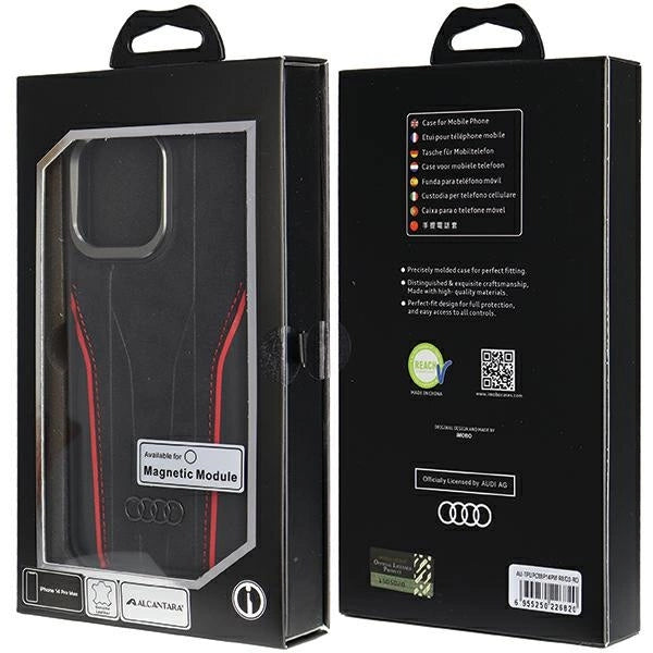 Audi Genuine Leather case with MagSafe for iPhone 14 Pro Max - black and red_7