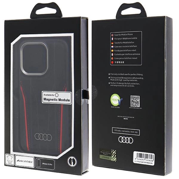 Audi Genuine Leather case with MagSafe for iPhone 15 Pro - black and red_9