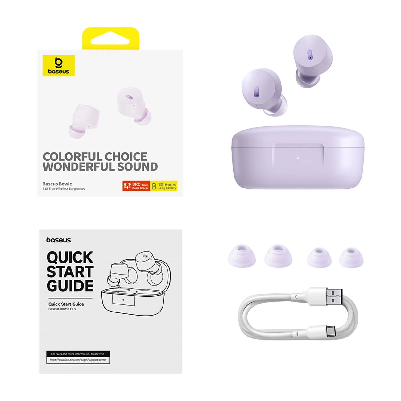 Baseus Bowie E18 Wireless TWS ENC IPX4 Earphones - Purple_10