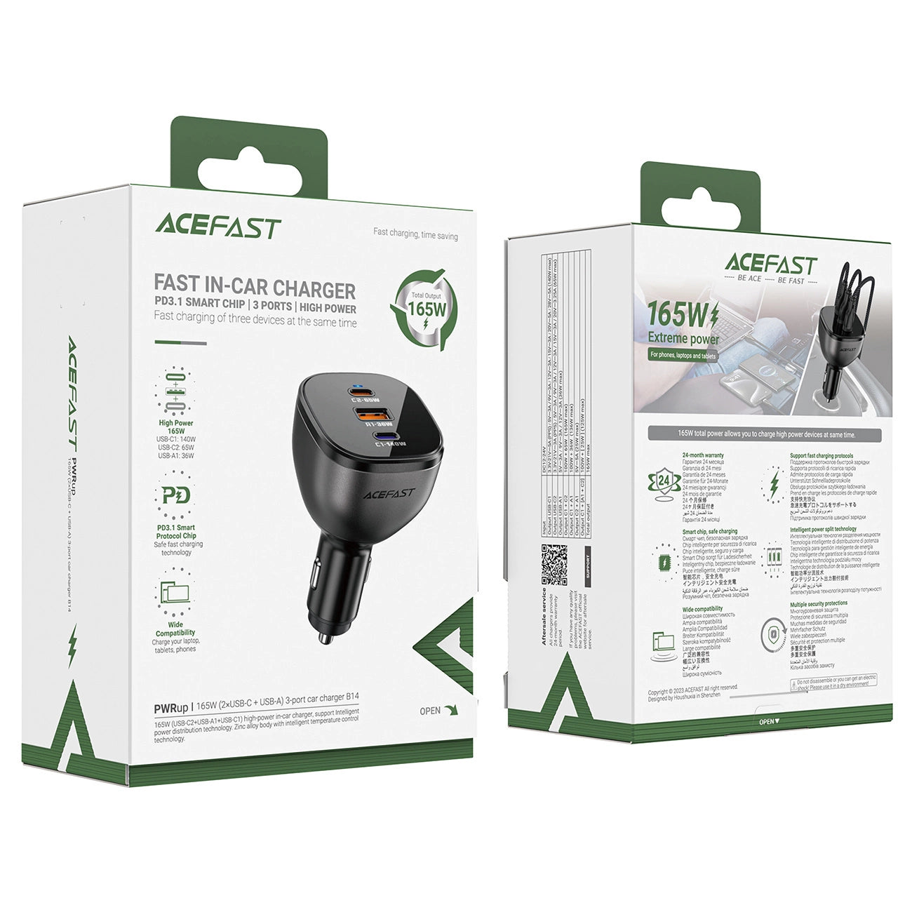 Acefast B14 car charger 165W 2x USB-C 1x USB-A - black_4