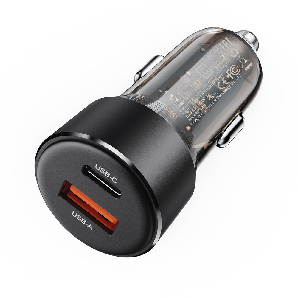 Acefast B12 car charger 60W USB-A / USB-C - black_1