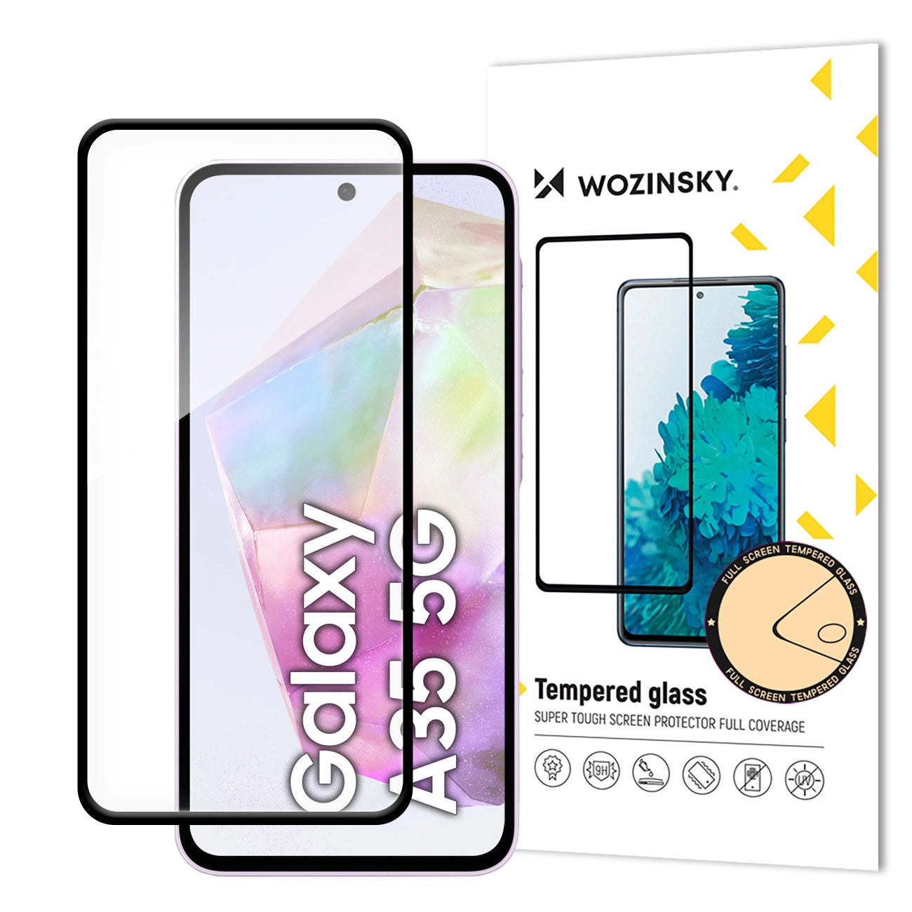 Wozinsky Full Glue Tempered Glass for Samsung Galaxy A35 with black frame_0