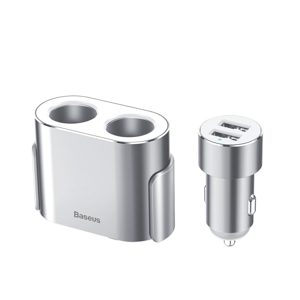 Baseus CRDYQ-0S splitter 2x cigarette lighter socket 80W 2x USB-A 3.1A - silver_1