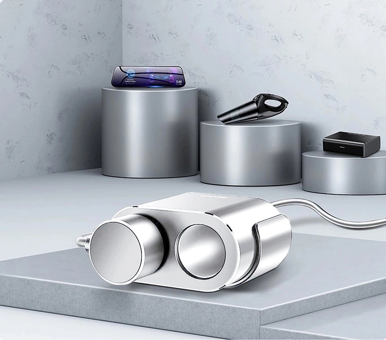 Baseus CRDYQ-0S splitter 2x cigarette lighter socket 80W 2x USB-A 3.1A - silver_7