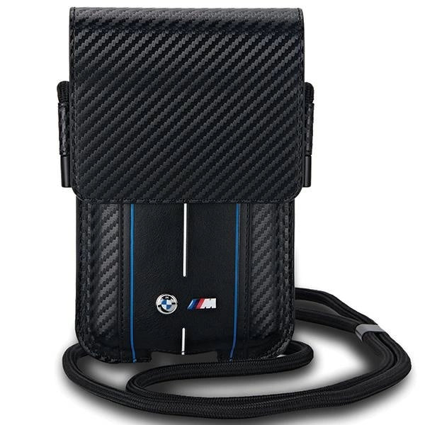BMW Carbon & Blue Stripe phone bag - black_0