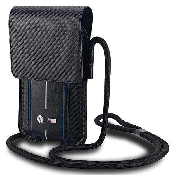 BMW Carbon & Blue Stripe phone bag - black_1
