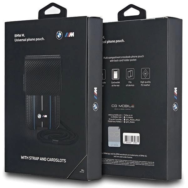 BMW Carbon & Blue Stripe phone bag - black_3
