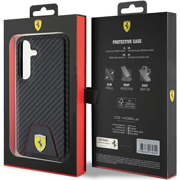 Ferrari Carbon Stitched Bottom case for Samsung Galaxy S24 - black_7