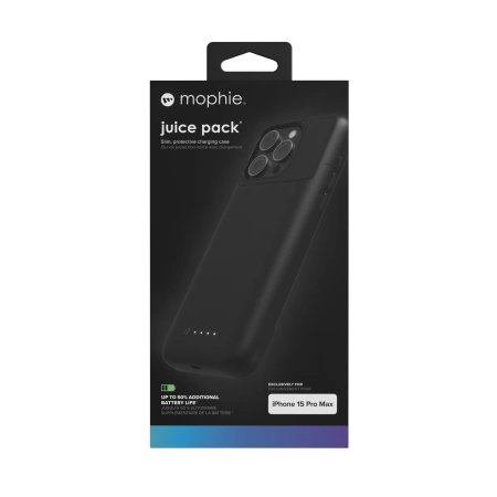 Mophie Juice Pack case for iPhone 15 Pro Max with built-in 3000 mAh power bank - black_0