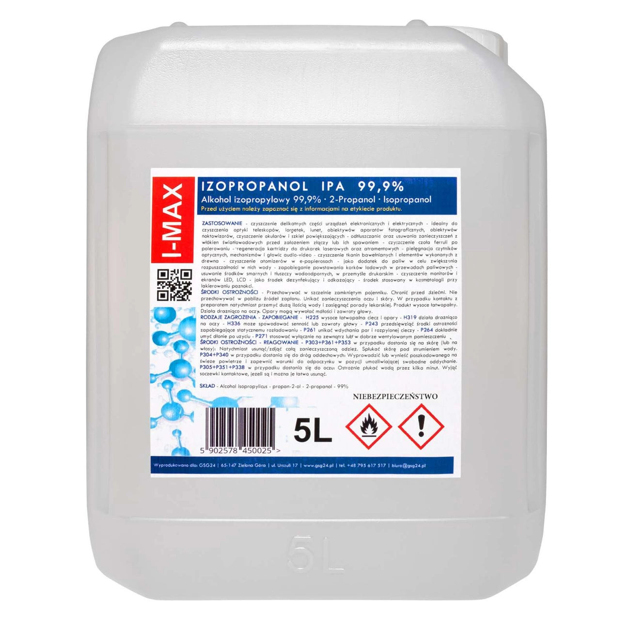Isopropyl alcohol Isopropanol IPA I-MAX 99.9% 5L_0