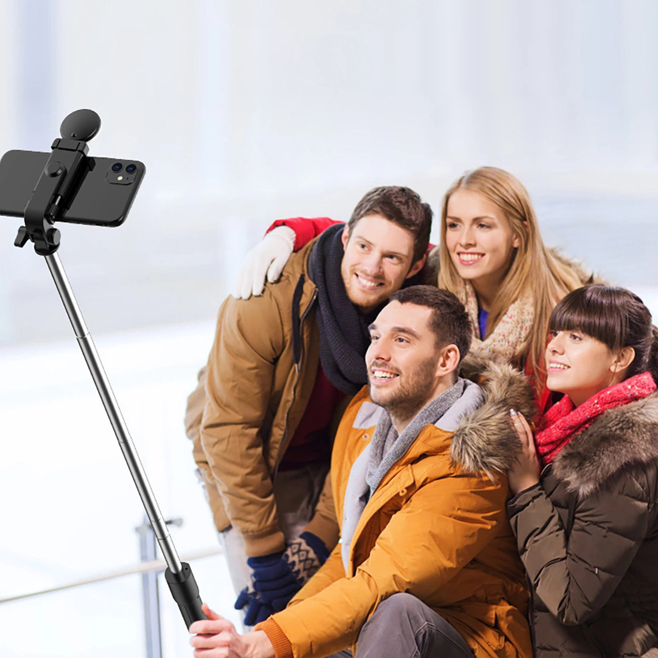 Selfie stick WR1YXS telescopic tripod 0.71m with round lamp - black_10