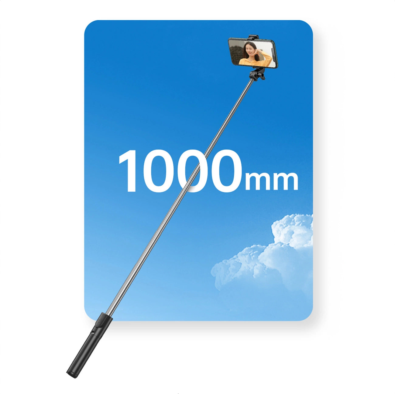 Selfie stick WHS1Y telescopic tripod 1m with phone holder - black_9