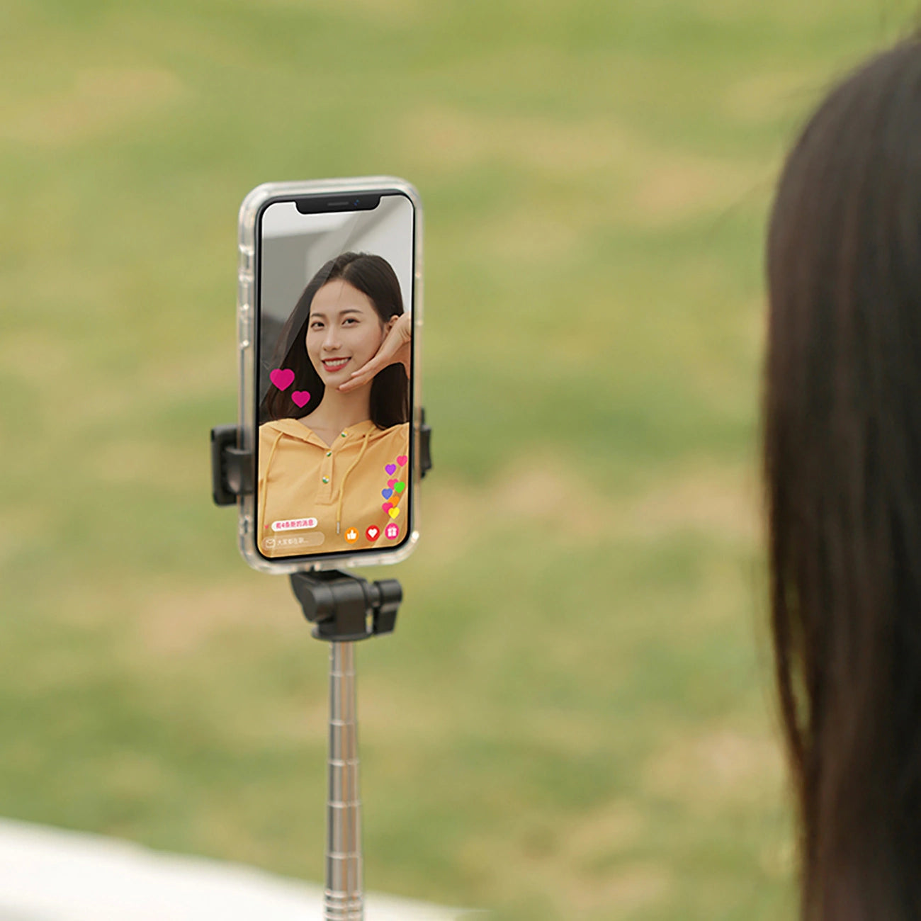 Selfie stick WHS1Y telescopic tripod 1m with phone holder - black_14