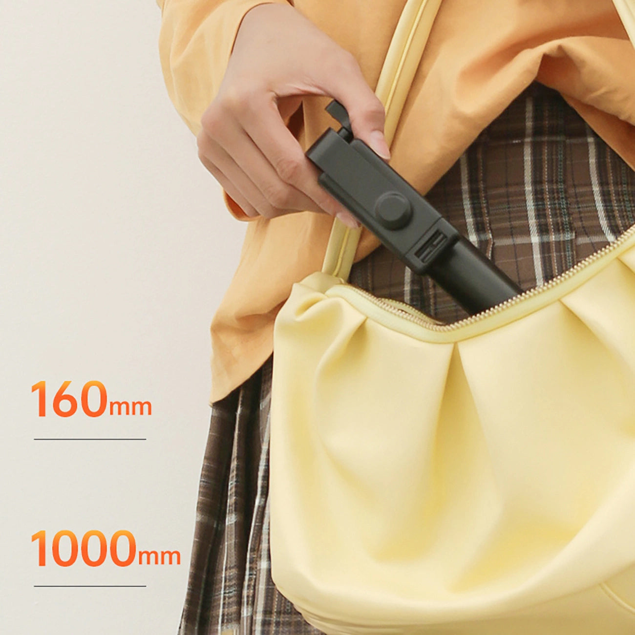 Selfie stick WHS1Y telescopic tripod 1m with phone holder - black_16